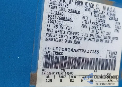 1996 Ford Ranger Super Cab from USA, damaged, VIN 1FTCR14A8TPA17135